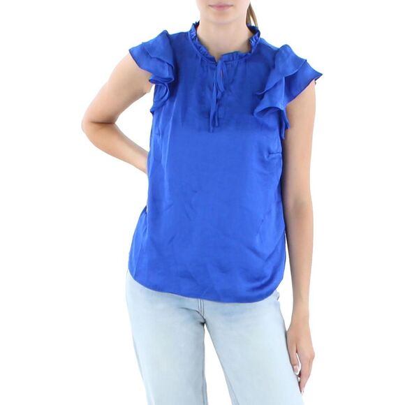 Riley & Rae Tops - Riley & Rae Womens Tie Neck Ruffled Peasant Top
